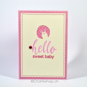 Karte hello sweet baby rosa