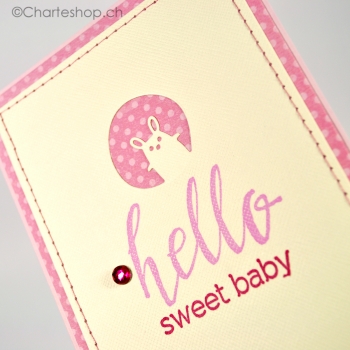 Karte hello sweet baby rosa